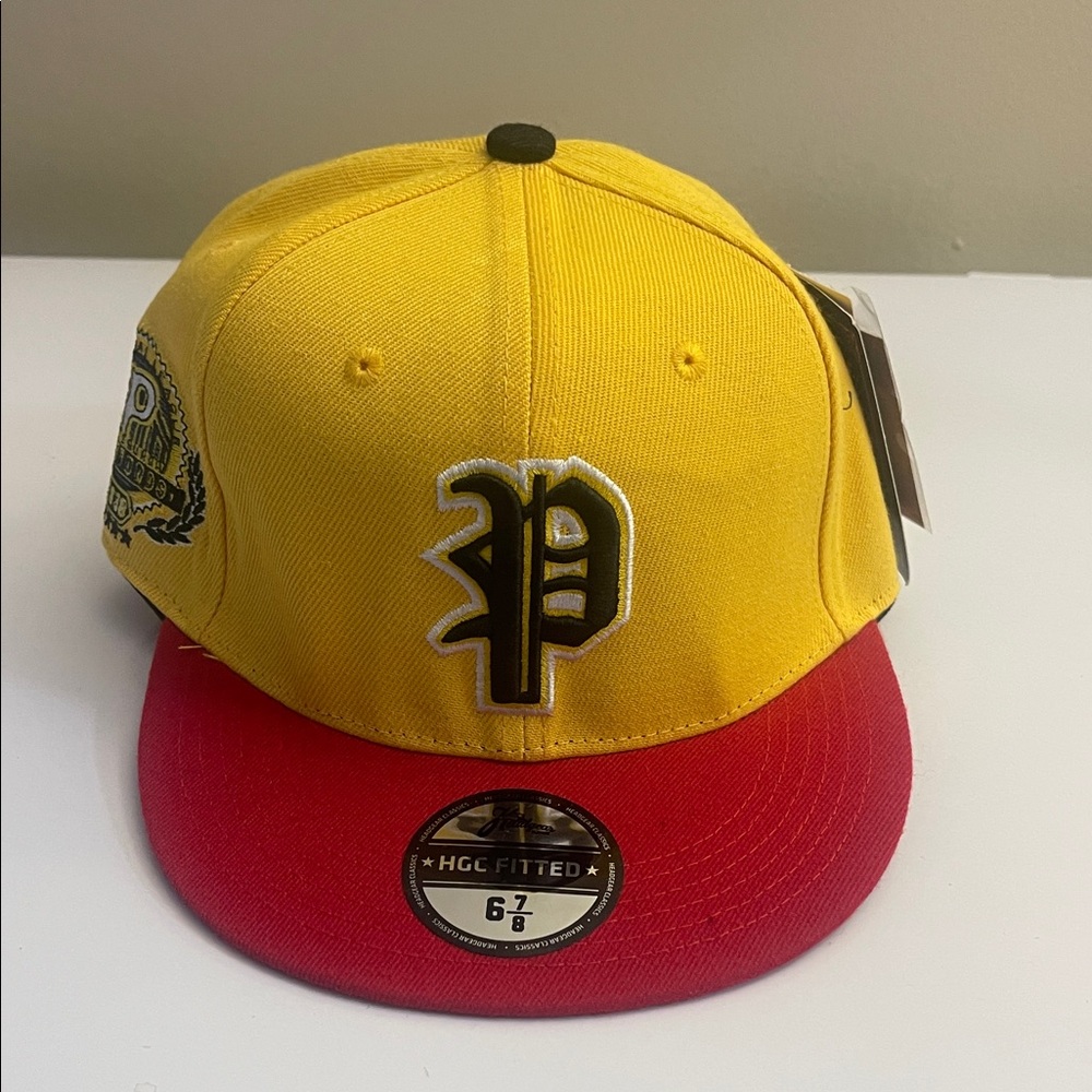 Pittsburgh Crowfords Yellow and Red Fitted Hat